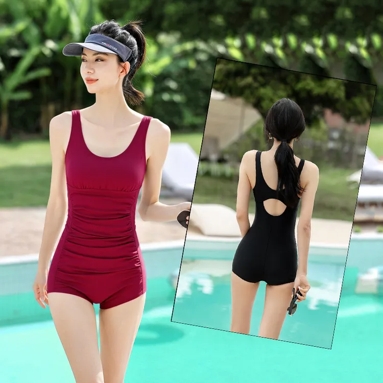 泳衣女2025新款连体平角专业竞速游泳馆专用高级高颜值成人泡温泉