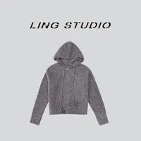 LING/STUDIO『雾漫松林』100%绵羊毛秋冬时尚连帽毛衣外套5092701