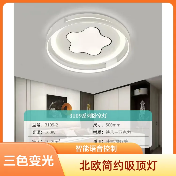新款简约家用高亮星星卧室灯北欧智能语音吸顶灯儿童房灯主卧灯具