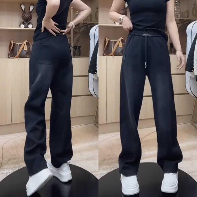 景倩妮今年流行渐变色休闲裤2025年春新款高腰显瘦宽松阔腿拖地裤