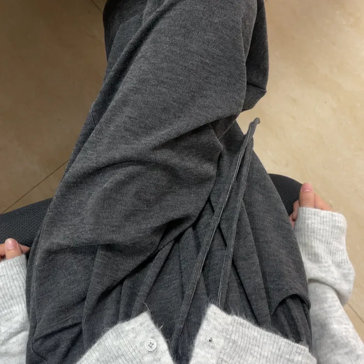 鑫鑫同学针织糯米裤阔腿裤女2025秋冬高腰垂感慵懒休闲灰色山本裤