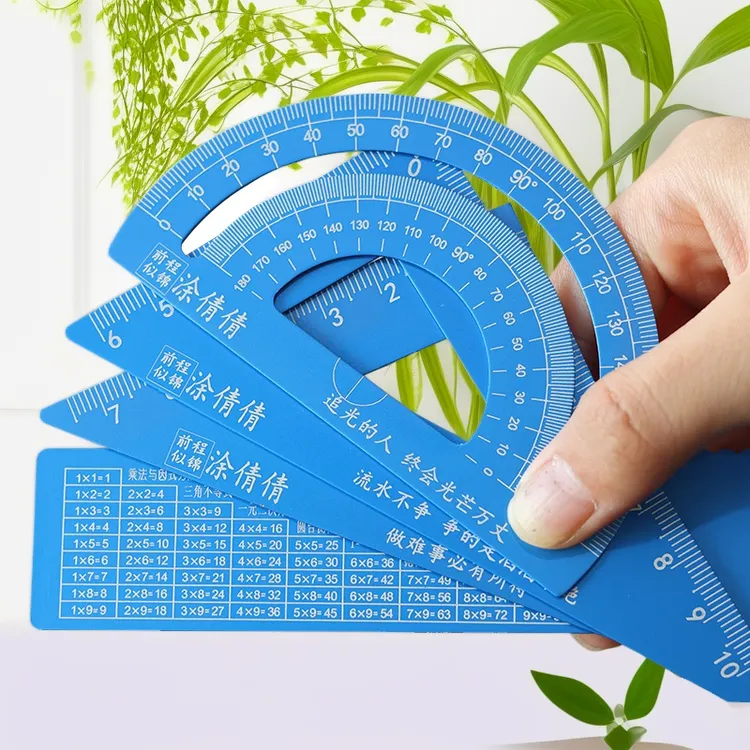 铝合金直尺防丢刻名批发考试量角器学生专用学习用品绘图几何套尺