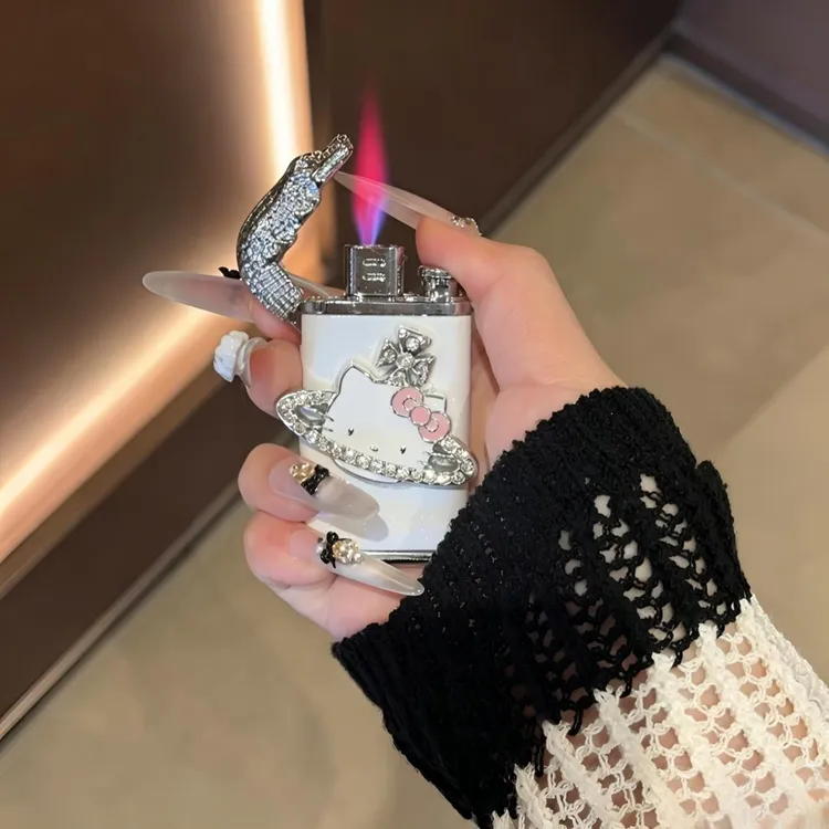 网红手作高颜值kitty打火机可爱双火焰高级打火机送闺蜜女友礼物商品图
