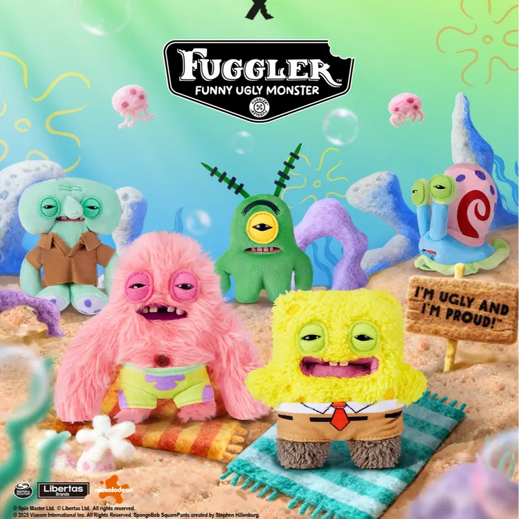 【直播间专属】Fuggler海绵宝宝联名款挂件丑萌搞怪公仔钥匙扣潮玩玩具包挂