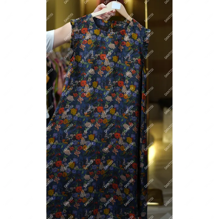 花境《非遗美学》1458新中式复古荷叶边袖边连衣裙