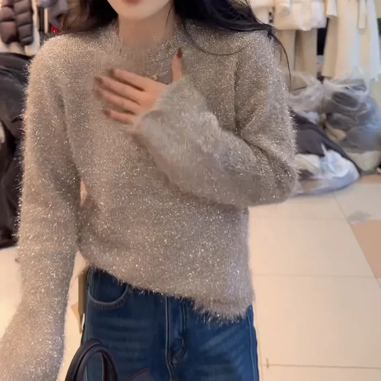 冬季新款时尚百搭显瘦圆领长袖针织上衣LK2508837