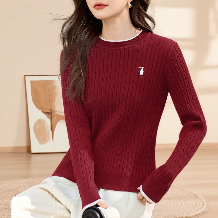 秋冬新品【包芯纱线】小圆领套头毛衣针织衫保暖舒适正肩小宽松时髦