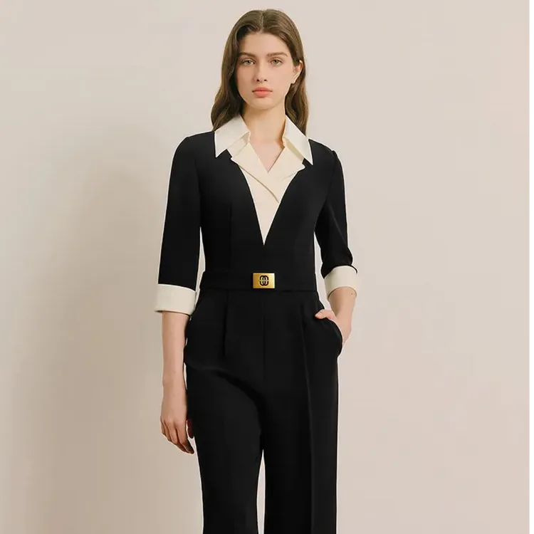 OBBLIGATO/奥丽嘉朵2025夏季经典撞色拼接连体裤1C65202200