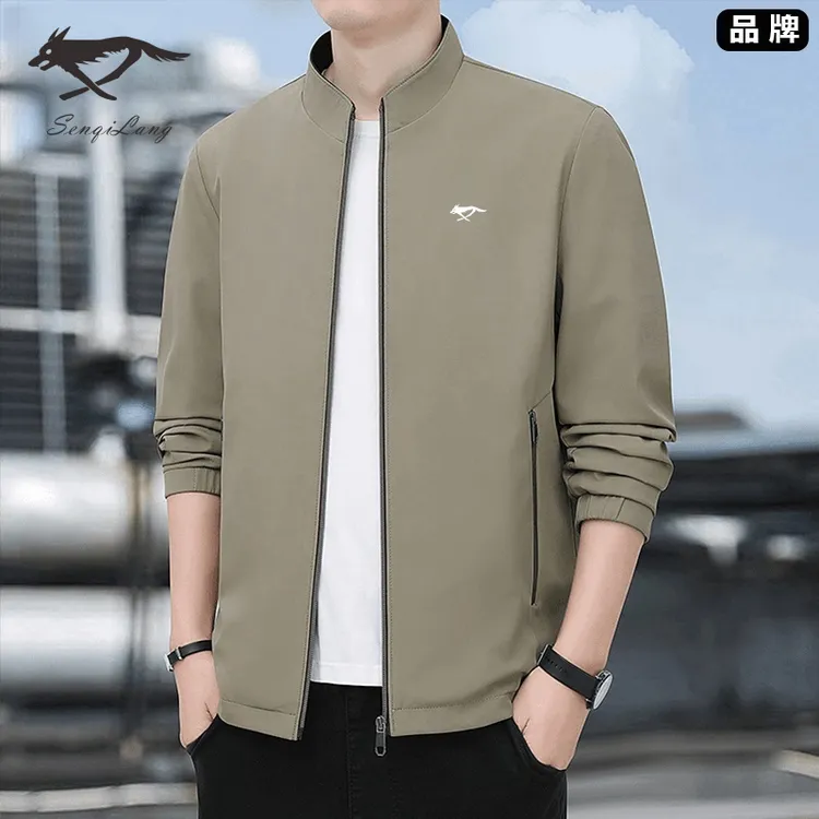 七匹断码狼男士秋冬立领夹克韩版潮流百搭时尚加绒加厚休闲男外套