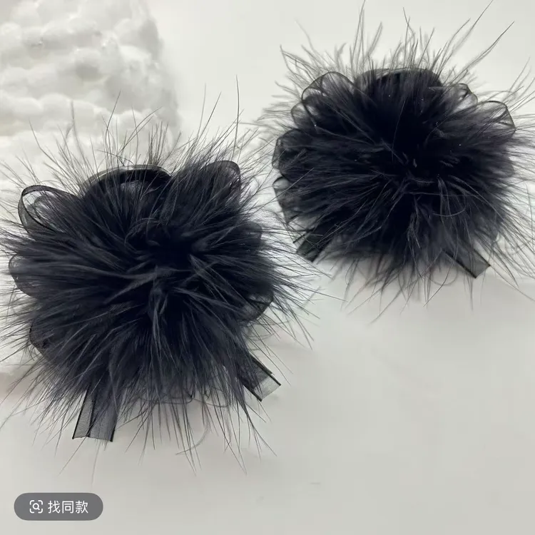 【织梦】浪漫黑色羽毛 8cm鲨鱼发夹抓夹时尚发饰