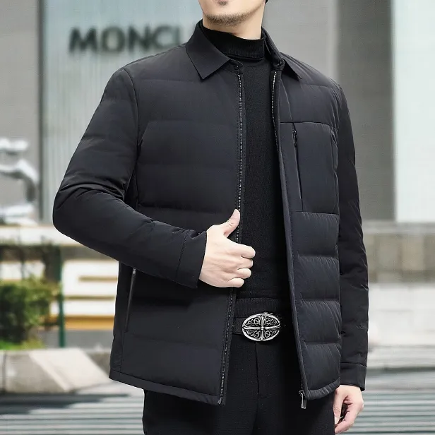 梵基弗奈男士冬季轻量翻领鹅绒服新款商务休闲外套高端行政羽绒服