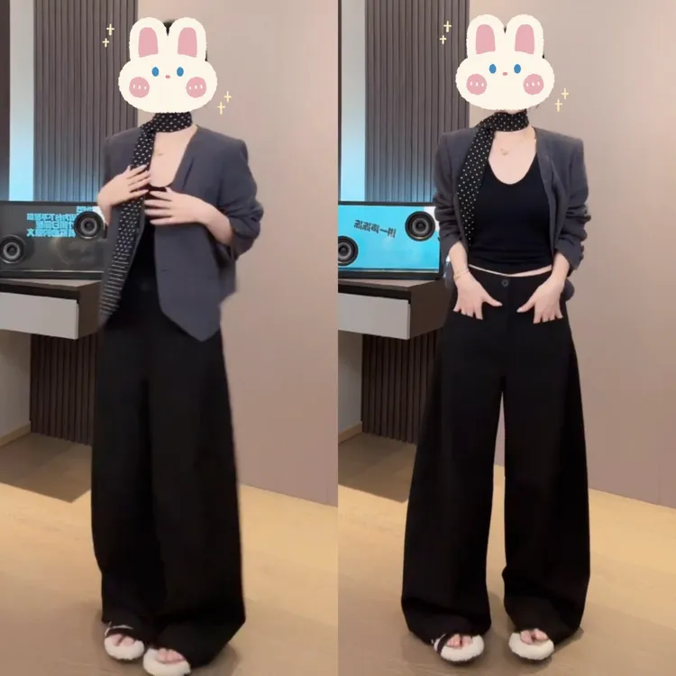 【智性美人】秋季新品V领西装外套带飘带+秋季西装弯刀裤BB50426