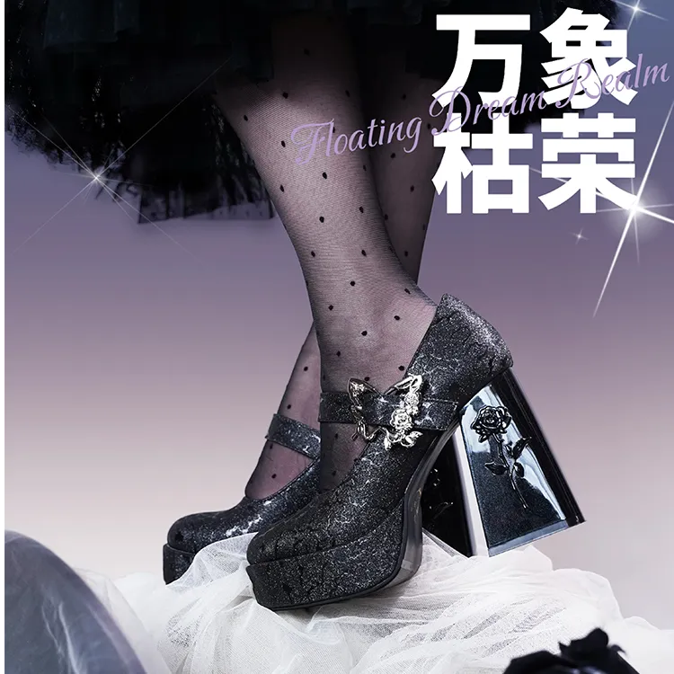 防水圆头方根高跟鞋粗跟细跟高跟鞋玛丽珍春秋春季百搭洛丽塔黑色