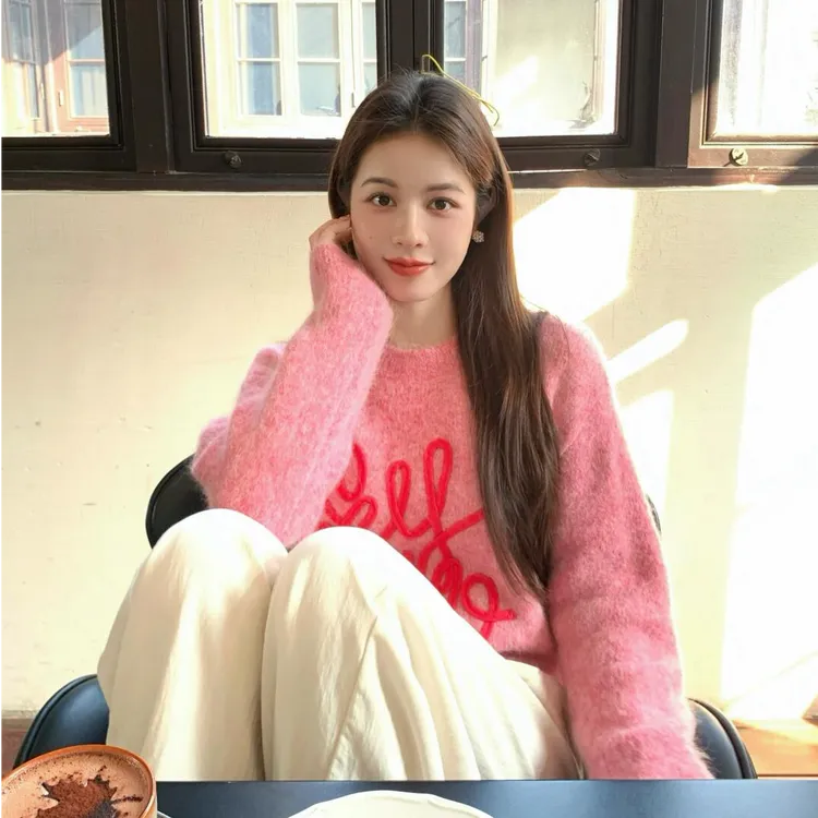 2025时尚新款小众慵懒风洋气韩版减龄针织毛衣显瘦百搭休闲裤子女