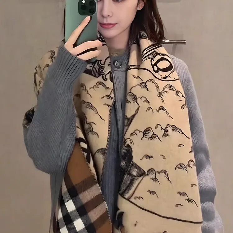 【粉丝专享】高档战马格子双面加厚保暖韩版围巾围脖披肩女时尚款