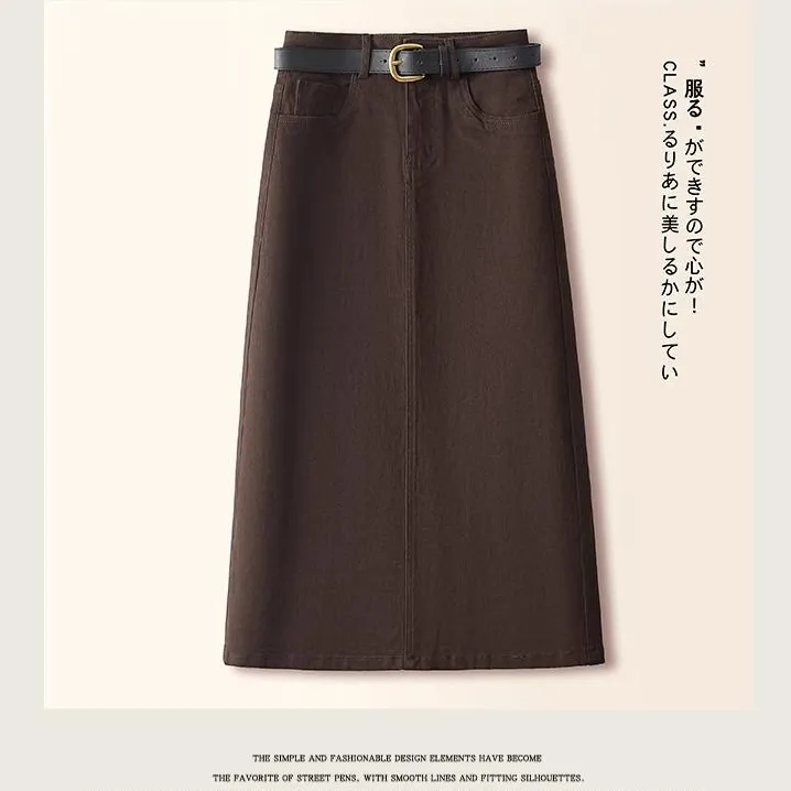牛仔半身裙女2025新款流行显瘦直筒包臀裙a字中长裙