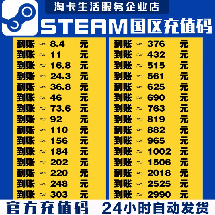 【可月付】中国区Steam钱包码充值卡 国区余额充值 国服礼品卡点卡