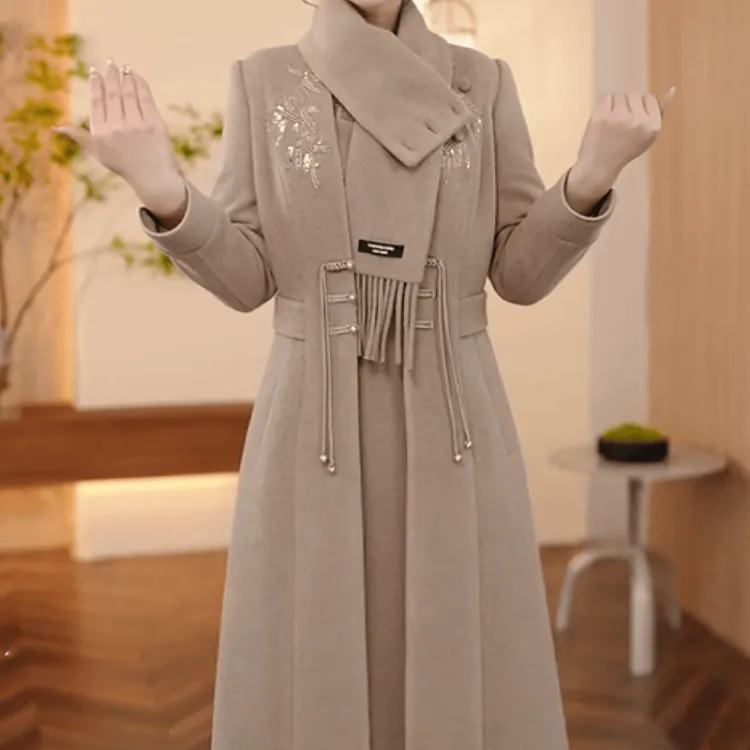  B641【风衣外套+连衣裙】2025秋冬新款时尚优雅气质高级感套装裙