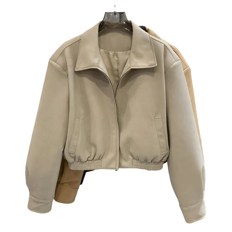 AQL001秋季翻领外套韩版休闲宽松网红洋气炸街女装机车皮衣