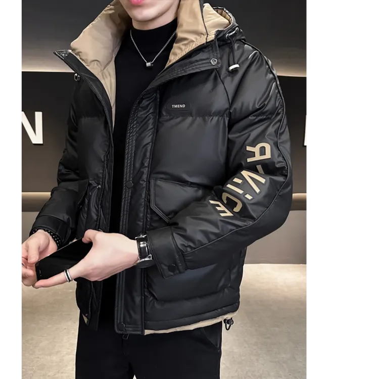 工装连帽羽绒服男款加厚潮牌痞帅高级感男装秋冬男士2026新款外套