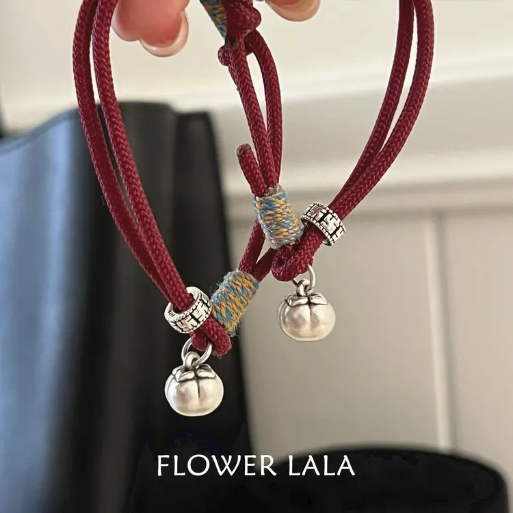足银布艺手链 LALA丨《柿柿如意》S999足银手链手工编织新中式手绳