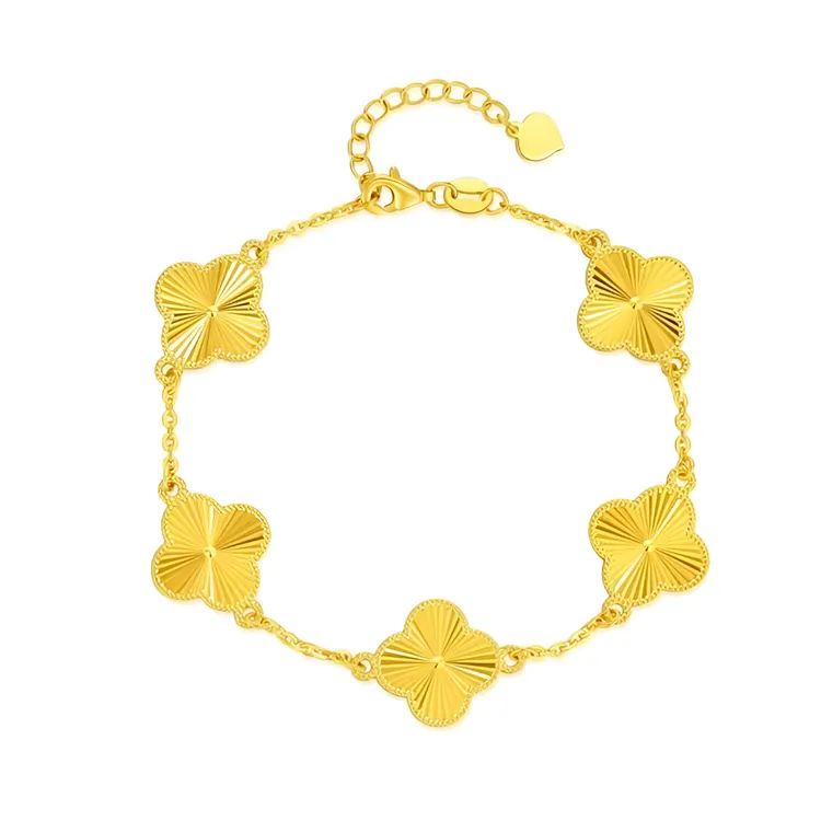 铜合金手链 镭射五花小幸运手链精美时尚百搭气质感不掉色金色女