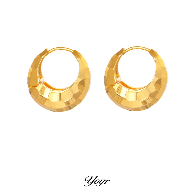 YOYR 黄铜耳饰 闪耀多切面水滴耳扣高级感2025新款轻奢法式耳环