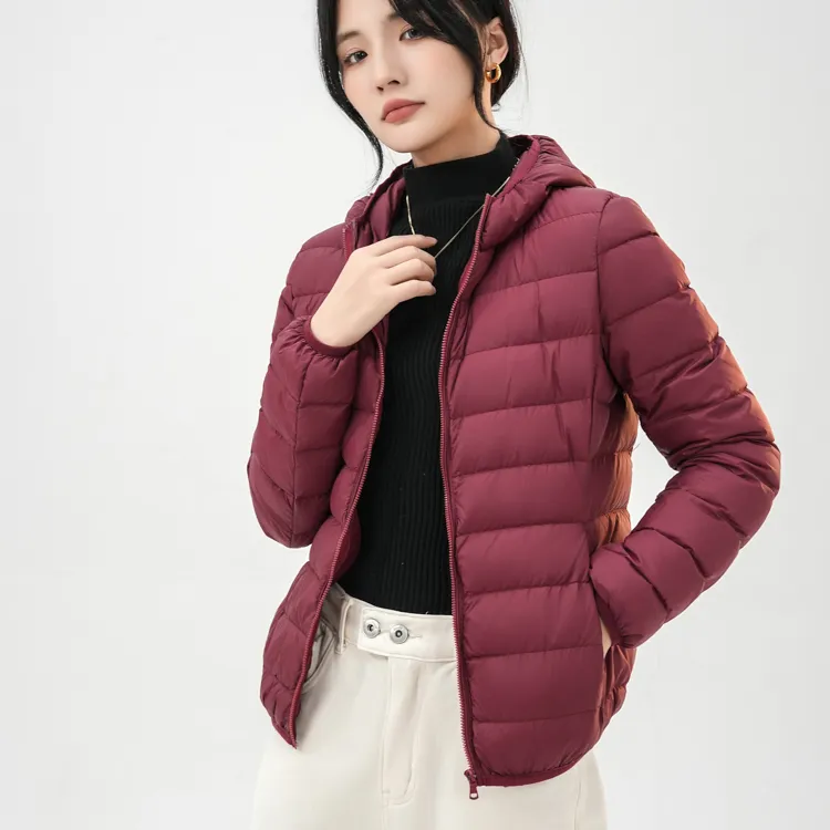 亚兰奴冬季白鸭绒羽绒服连帽轻薄羽绒外套