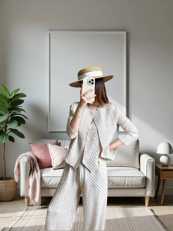 春季西裤裤子休闲时尚套装女装长裤条纹通勤风直筒