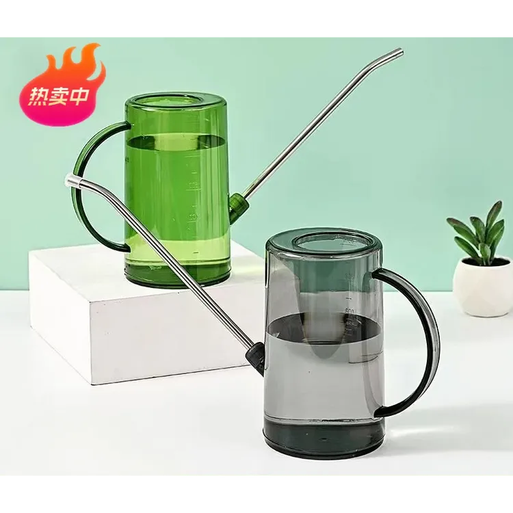 【带洒水嘴】不锈钢长嘴浇水壶透明园艺多肉植物浇花刻度洒水W278