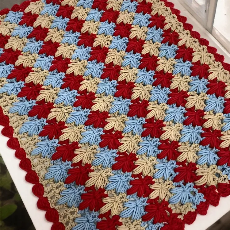 枫叶坐垫针织手工diy编织钩织时尚流行毯子毛线材料包手工编织