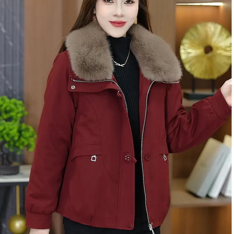 冬季2025新款加绒加厚拉链休闲时尚遮肉显瘦宽松百搭女短外套W839