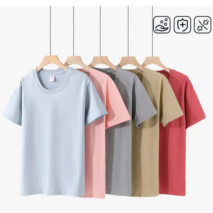 100%新疆纯棉重磅短袖t恤男女夏季宽松纯色半袖体恤休闲百搭上衣T