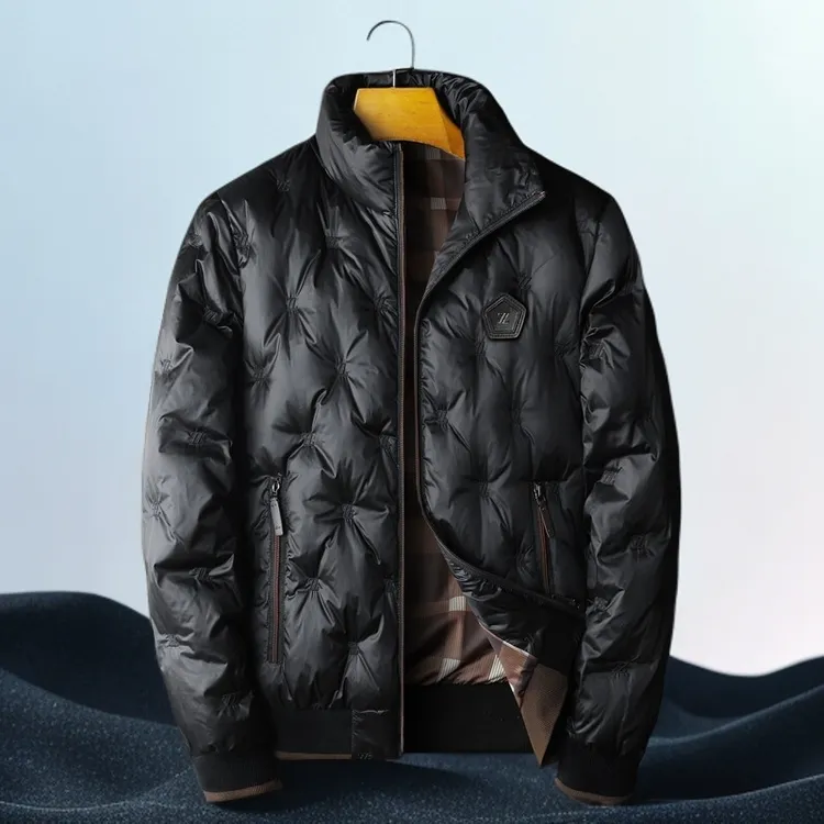 巴赛娜缇冬季加厚保暖防风棉衣外套大码男士休闲立领亮面羽绒服潮