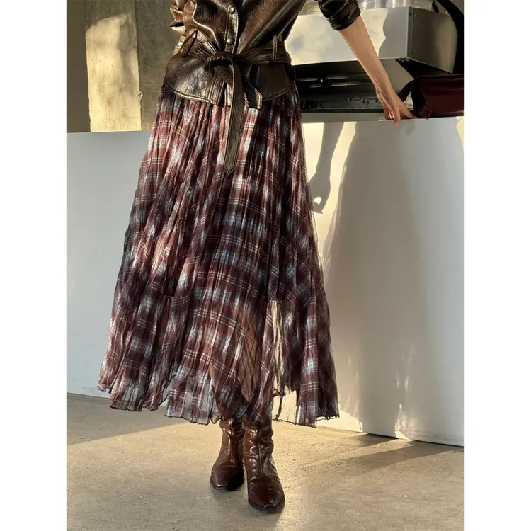 满目ManMu 【张琪专属】秋季高级定制老钱风格子半裙350310