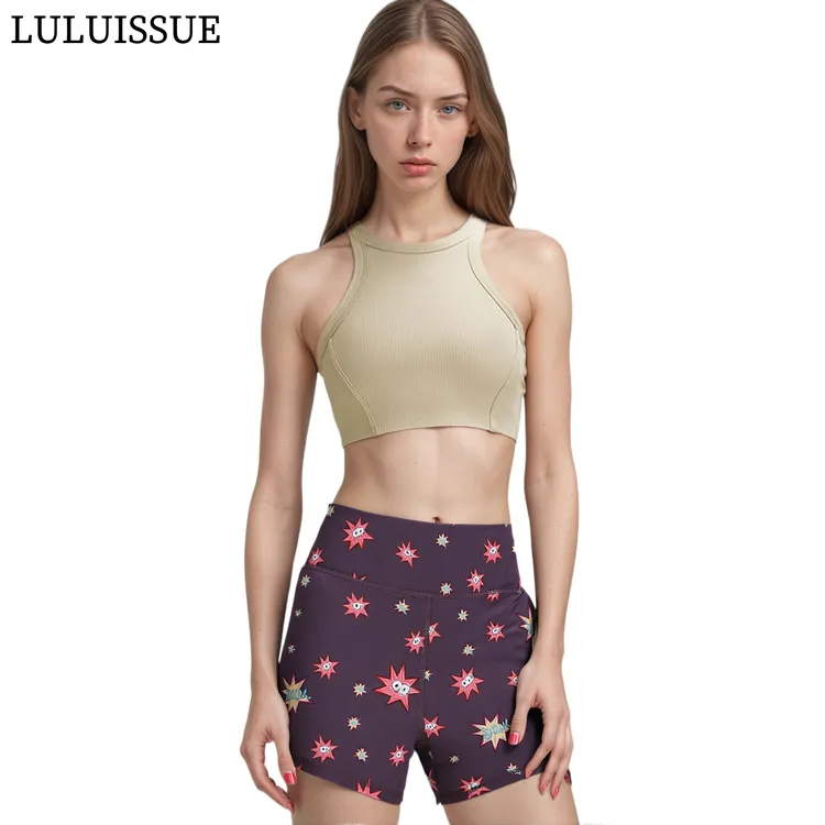 LULUISSUE｜跳跳糖提臀显瘦健身短裤棕色高腰女子瑜珈裤