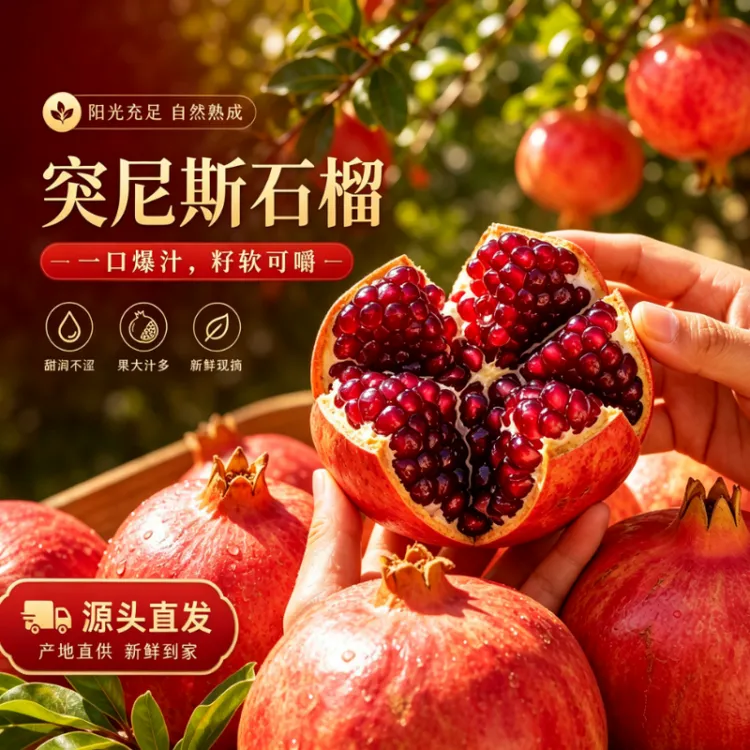 【彩箱发货】四川会理突尼斯软籽石榴新鲜当季水果产地直发多汁包邮商品图