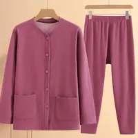 中老年女德绒保暖开衫内衣秋冬加厚大码系扣衣服奶奶居家服