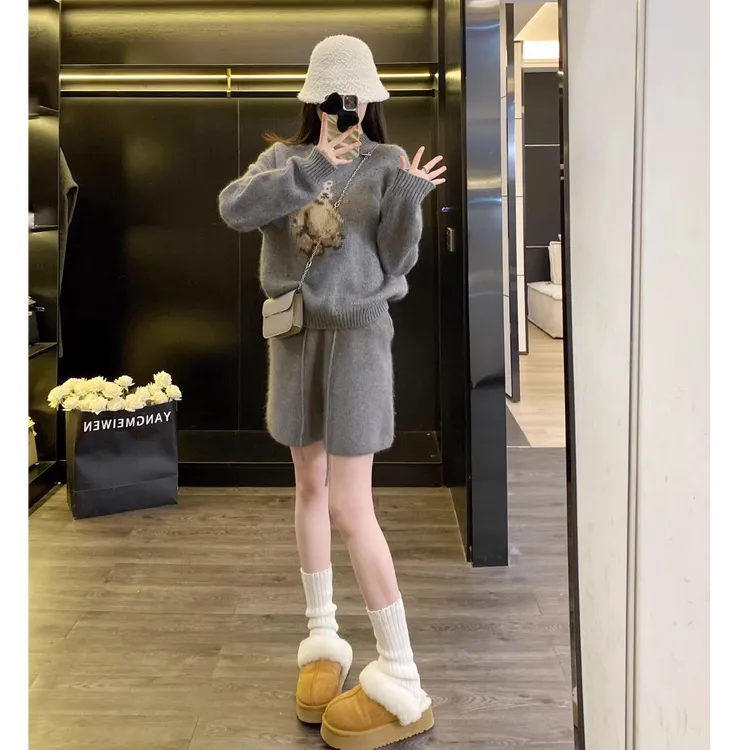 【现货】小个子穿搭一整套2025春秋新款高级感休闲针织短裤两件套装
