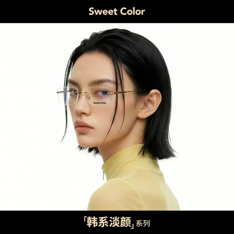 Sweet Color【免费配度数】韩系淡颜无框防蓝光眼镜素颜清冷感商品图