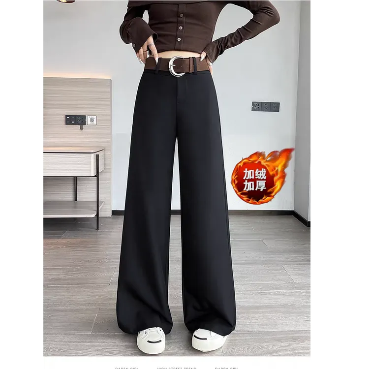 9803升级澳绒西装裤女新款高腰显瘦休闲窄版垂感直筒拖地长裤子