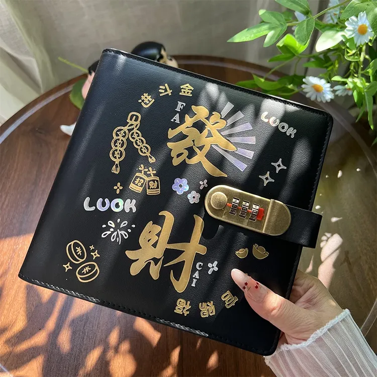 2025年大容量发财现金存钱本密码锁万元存钱夹钱册只放钱网红攒钱