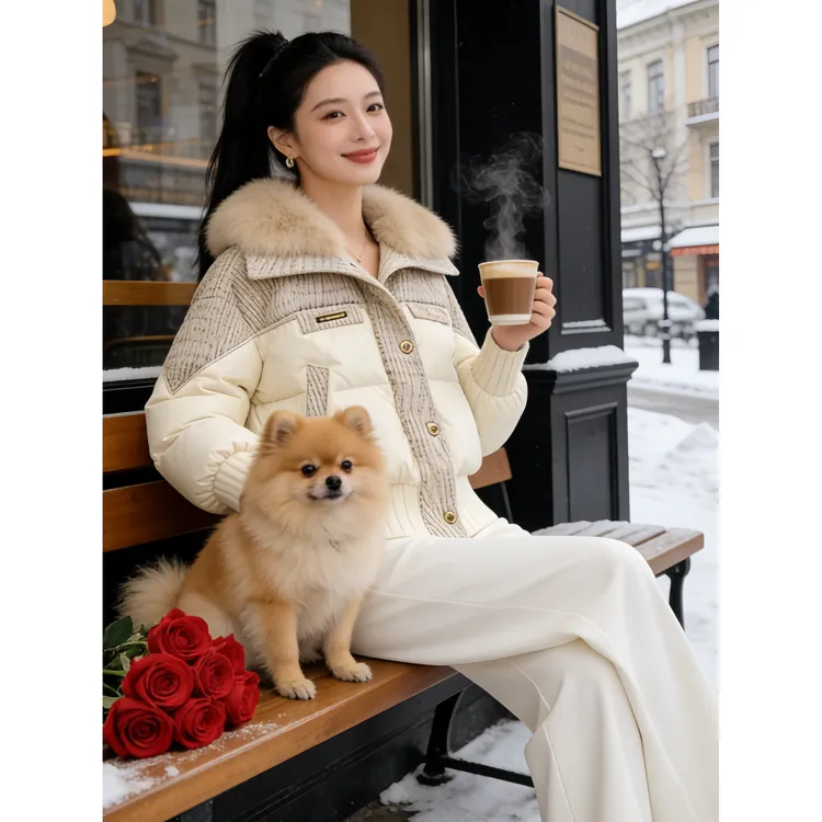 高级感巨好看棉服女冬季气质大毛领保暖外套