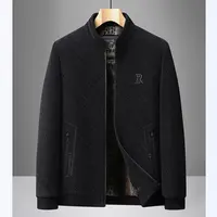 冬季爸爸装加绒外套中老年人加厚保暖毛呢棉服Y059