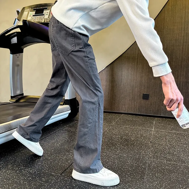 美式洗褪工装牛仔裤男士2026新款修身窄版直筒弹力秋冬休闲长裤子