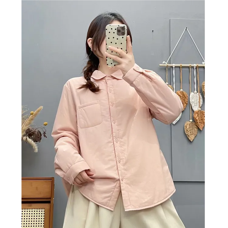 棉服不褪色棉衣加棉厚款保暖女装秋季耐磨衬衣连帽