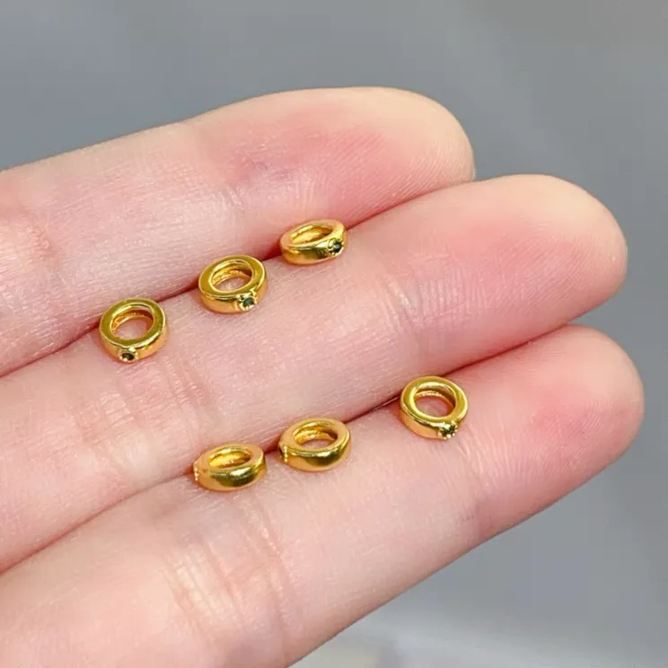 保色镶嵌DIY手链项链配件材料圆形6mm绿锆石圈