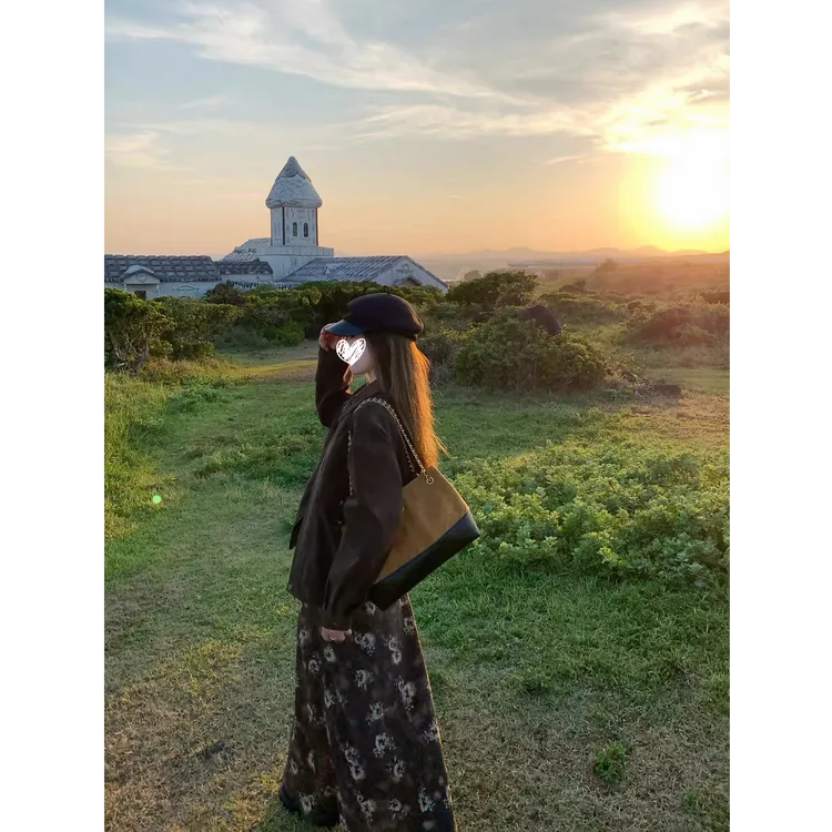 秋季复古高级感休闲百搭外套+法式碎花显瘦吊带连衣裙女套装D581