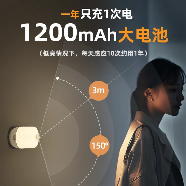 Lyridz里睿 Led智能人体自动感应卧室楼梯过道护眼节能光控小夜灯