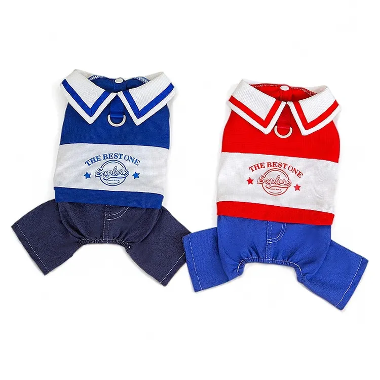 宠物狗狗四腿裤春夏学院风居家服中小型犬衣服泰迪比熊博美牵引扣